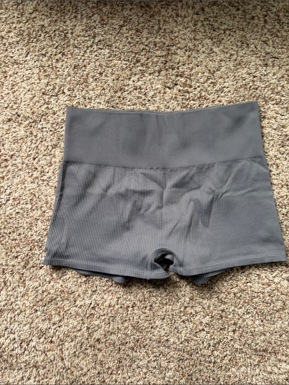 High-Waist Ribbed Women’s Shorts — Gray